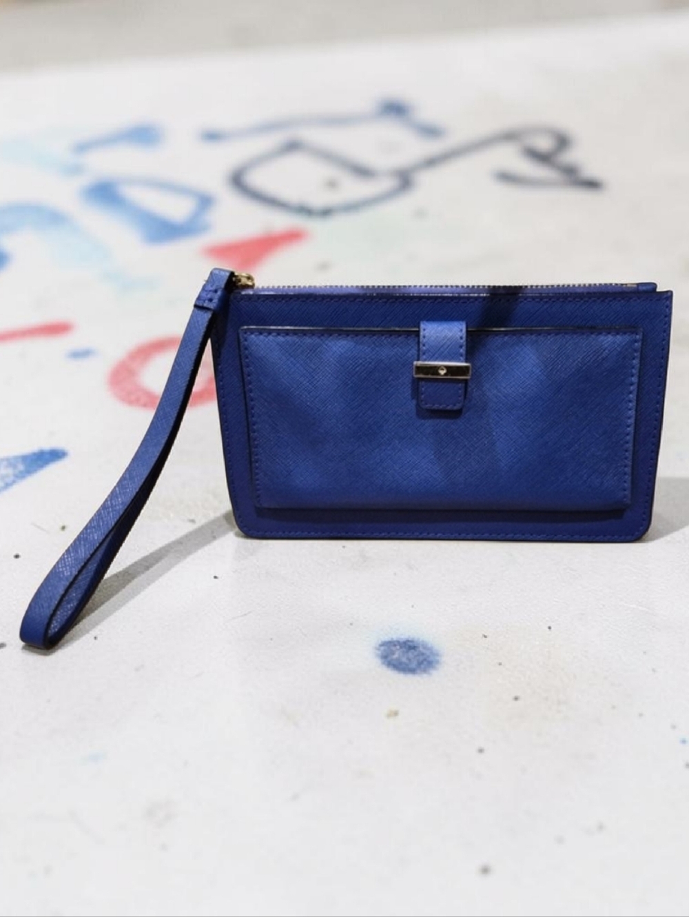 Kate Spade New York Royal Blue Cedar Street Karolina Leather Wristlet Wallet
